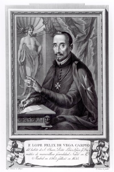 Portrait of Lope Felix de Vega Carpio, engraved by Fernando Selma by Rafael Ximeno y Planes